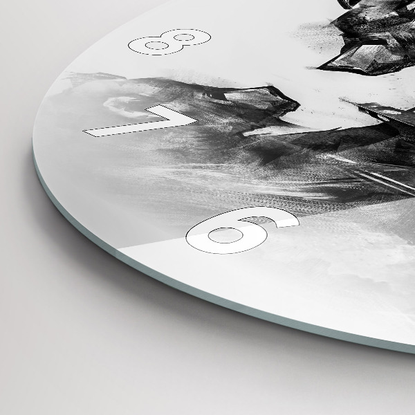 Wanduhr glas rund Zeichnung Bär