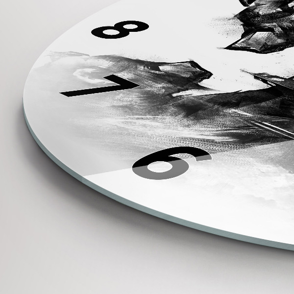 Wanduhr glas rund Zeichnung Bär