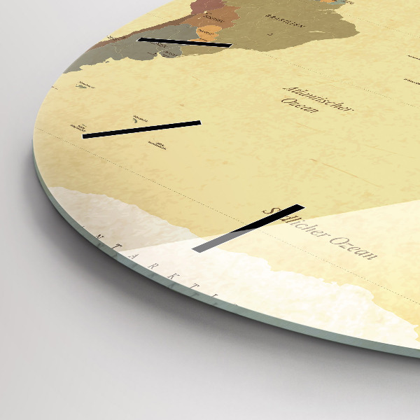 Wanduhr rund Weltkarte im Vintage-Stil