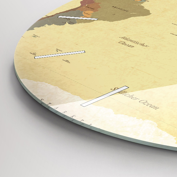 Wanduhr rund Weltkarte im Vintage-Stil