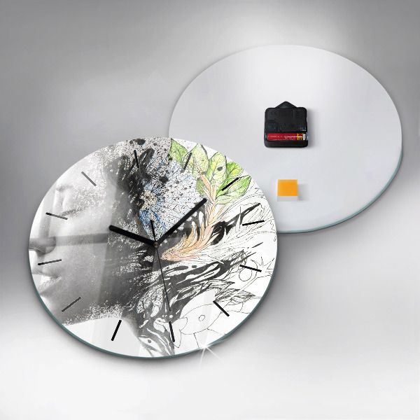 Wanduhr rund Abstraktes Frauengesicht