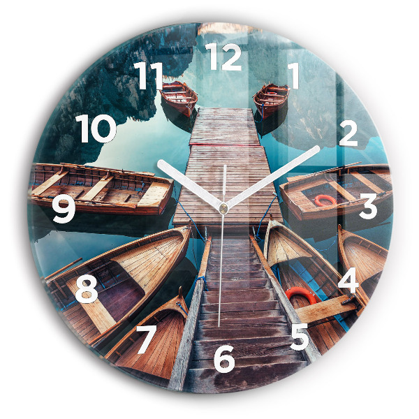 Wanduhr rund Plattform und See