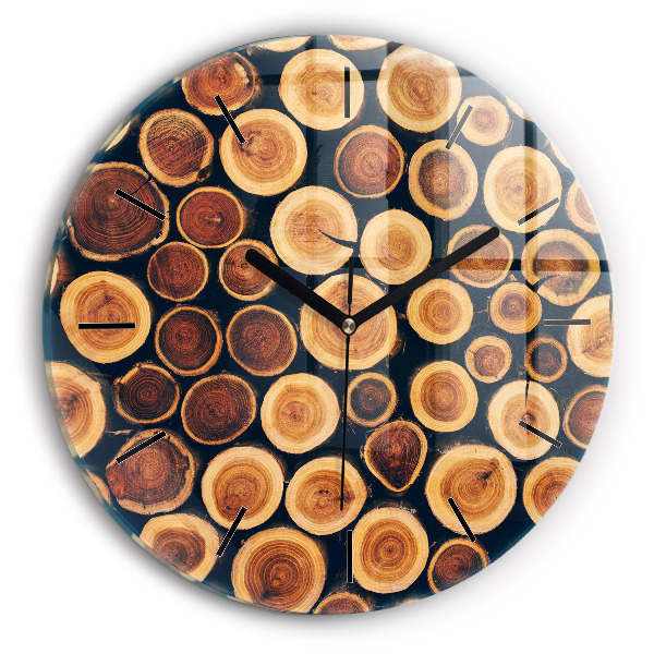 Wanduhr glas rund Holz