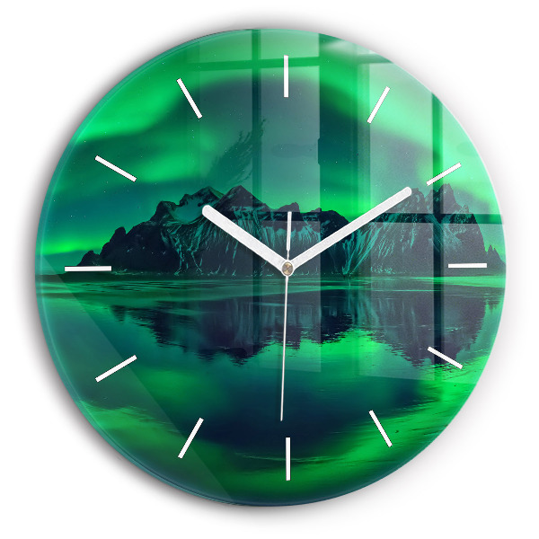 Wanduhr rund mit motiv Aurora borealis