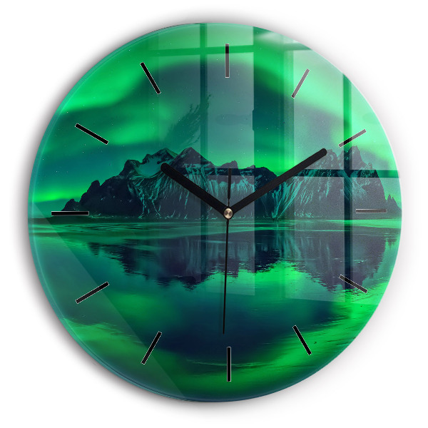 Wanduhr rund mit motiv Aurora borealis
