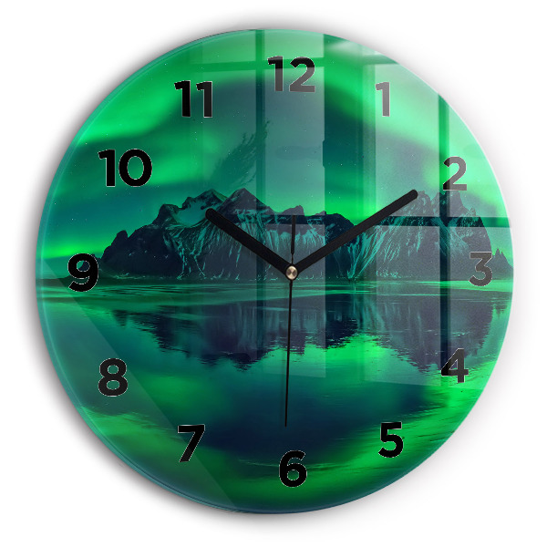 Wanduhr rund mit motiv Aurora borealis