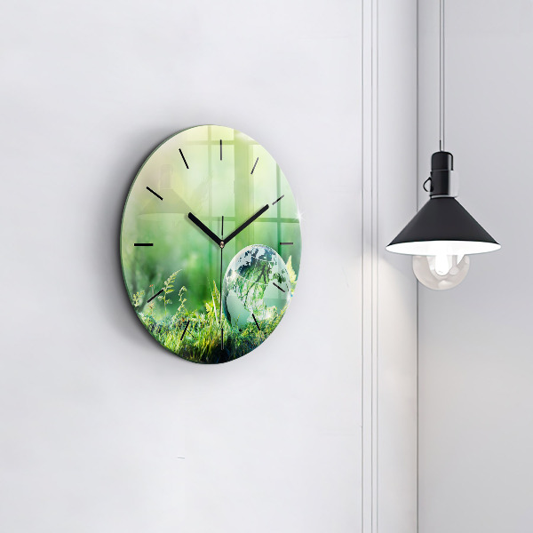 Wanduhr glas rund Weltkugel