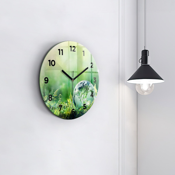 Wanduhr glas rund Weltkugel