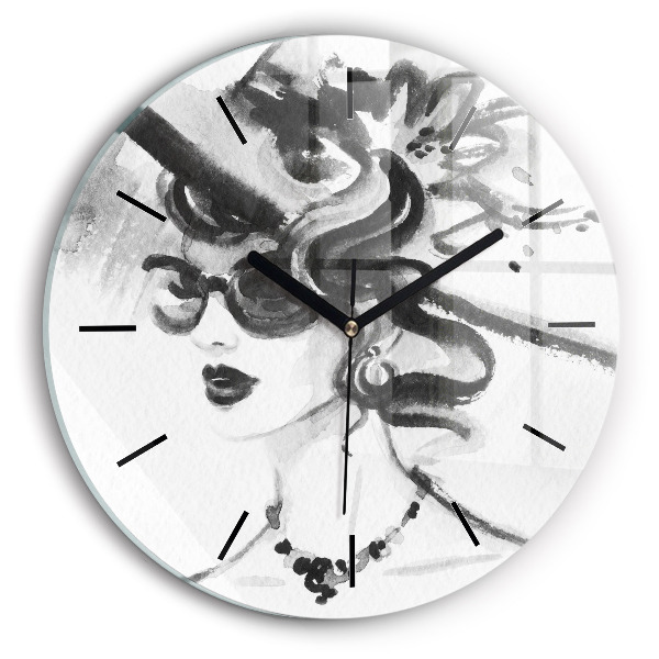 Wanduhr rund Modische Frau