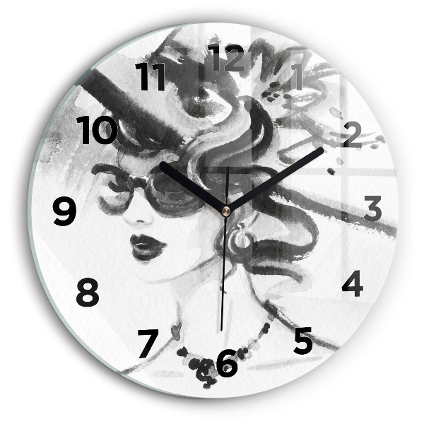 Wanduhr rund Modische Frau