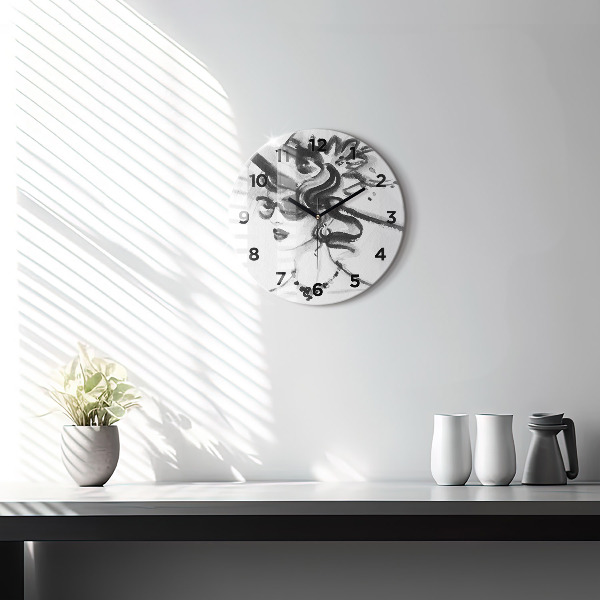 Wanduhr rund Modische Frau