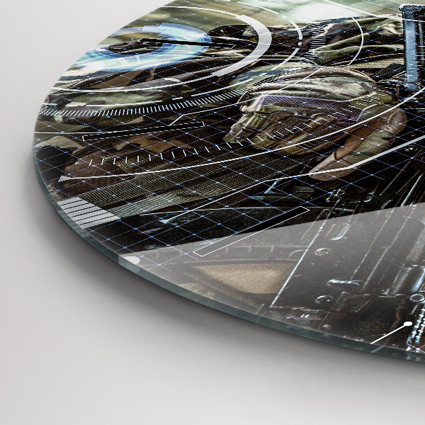 Wanduhr glas rund Soldat mit einem Gewehr