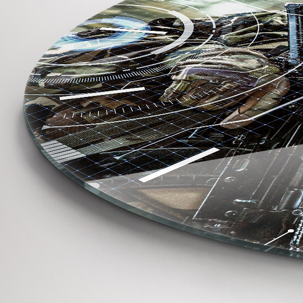Wanduhr glas rund Soldat mit einem Gewehr