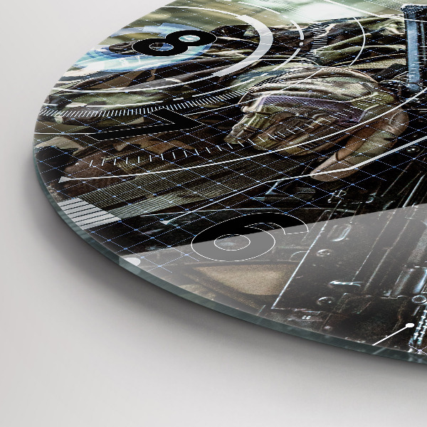 Wanduhr glas rund Soldat mit einem Gewehr