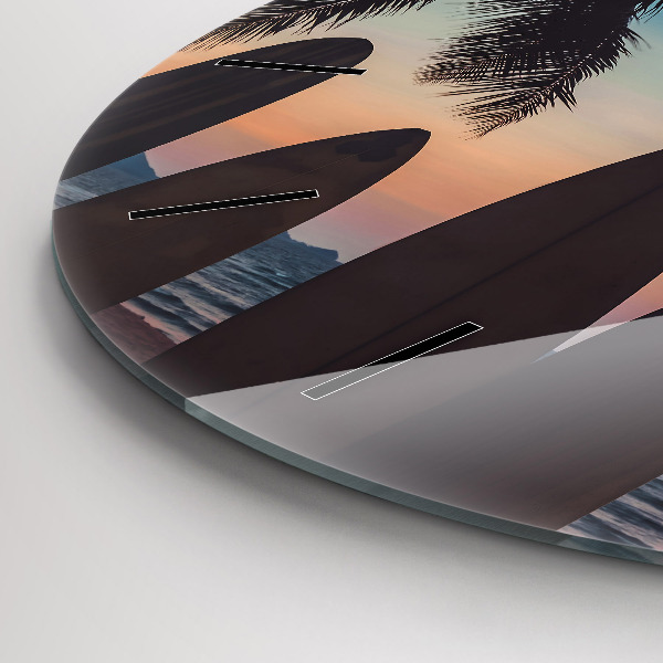 Wanduhr rund mit motiv Surfen am Strand