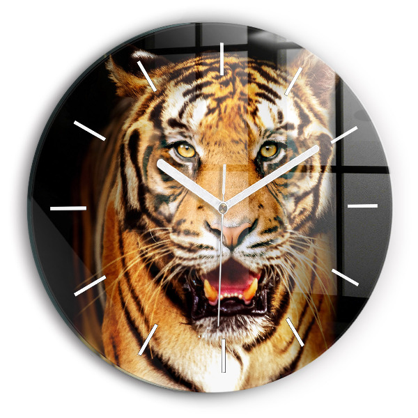 Wanduhr rund mit motiv Tiger - wildes Auge