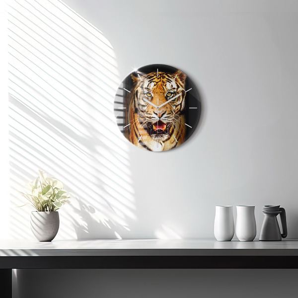 Wanduhr rund mit motiv Tiger - wildes Auge