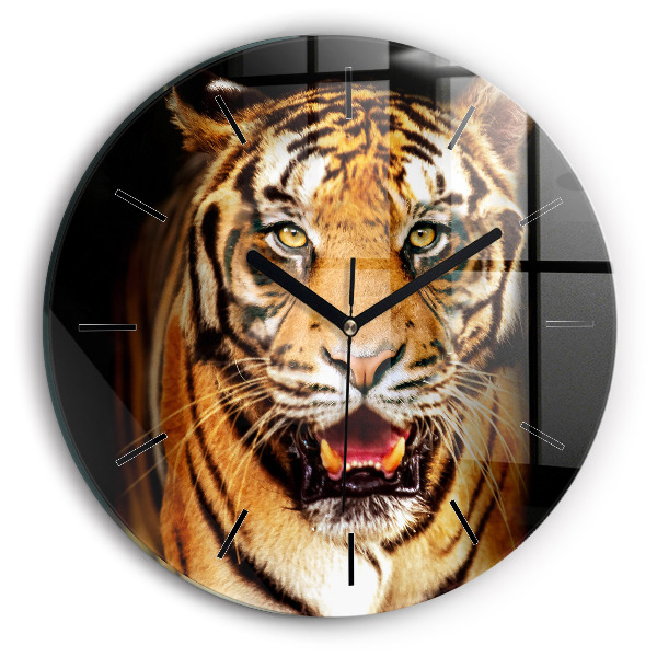 Wanduhr rund mit motiv Tiger - wildes Auge