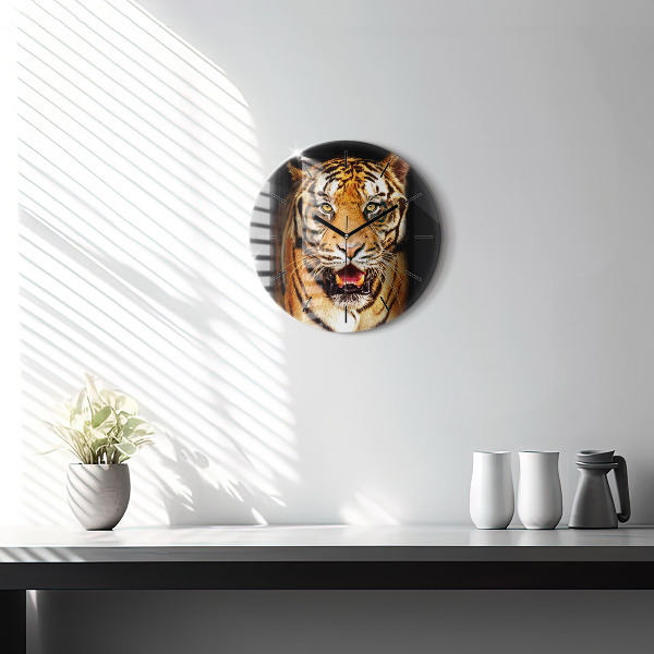 Wanduhr rund mit motiv Tiger - wildes Auge