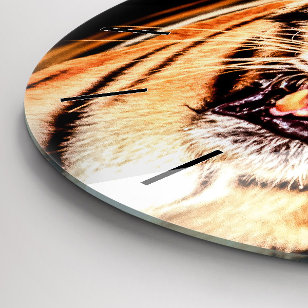 Wanduhr rund mit motiv Tiger - wildes Auge