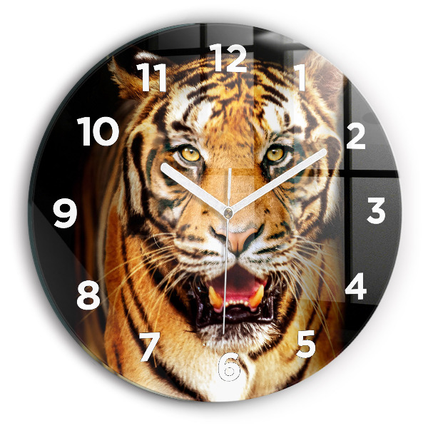 Wanduhr rund mit motiv Tiger - wildes Auge