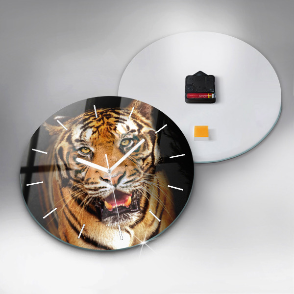 Wanduhr rund mit motiv Tiger - wildes Auge