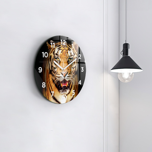 Wanduhr rund mit motiv Tiger - wildes Auge
