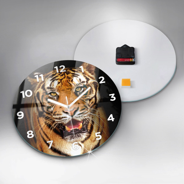 Wanduhr rund mit motiv Tiger - wildes Auge