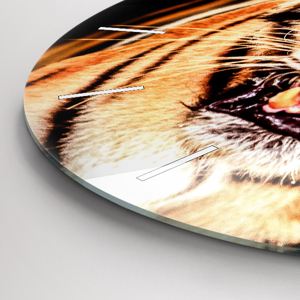 Wanduhr rund mit motiv Tiger - wildes Auge