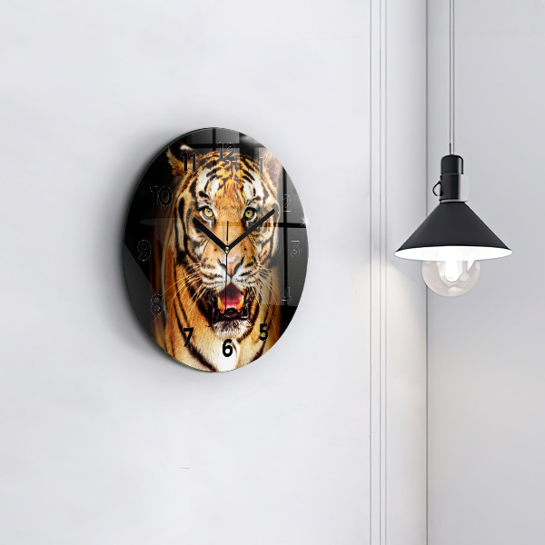 Wanduhr rund mit motiv Tiger - wildes Auge
