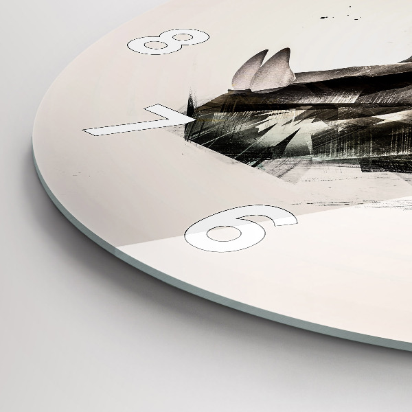 Wanduhr glas rund Gemaltes Porträt eines Tigers