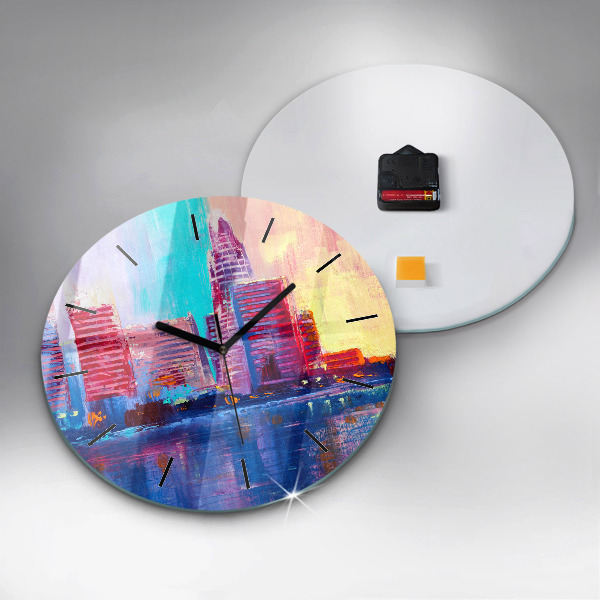 Wanduhr rund mit motiv Abstrakt von Wolkenkratzern