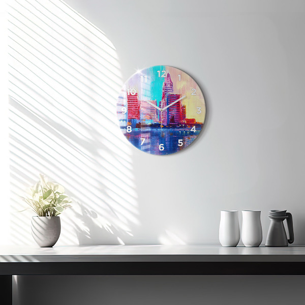 Wanduhr rund mit motiv Abstrakt von Wolkenkratzern