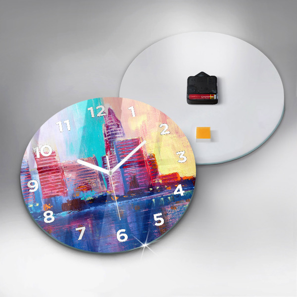 Wanduhr rund mit motiv Abstrakt von Wolkenkratzern