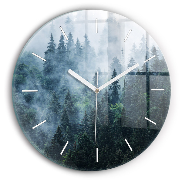 Wanduhr rund mit motiv Neblige Berglandschaft
