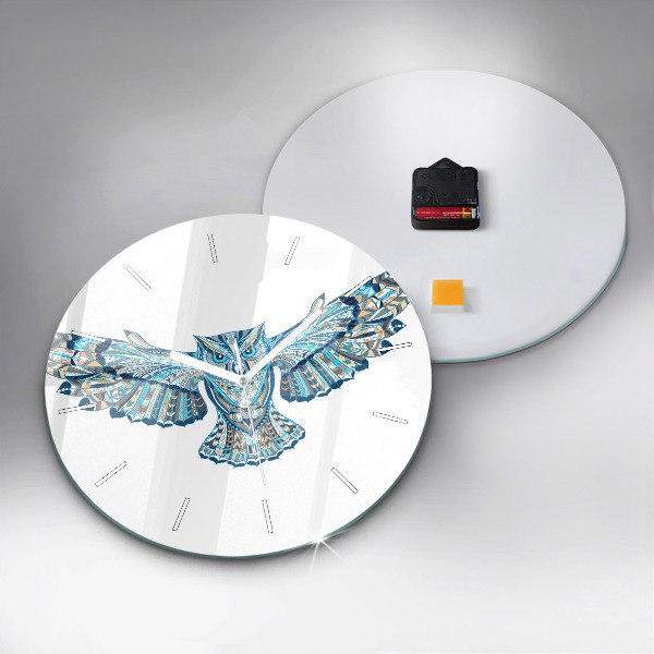 Wanduhr rund Eule im Flug