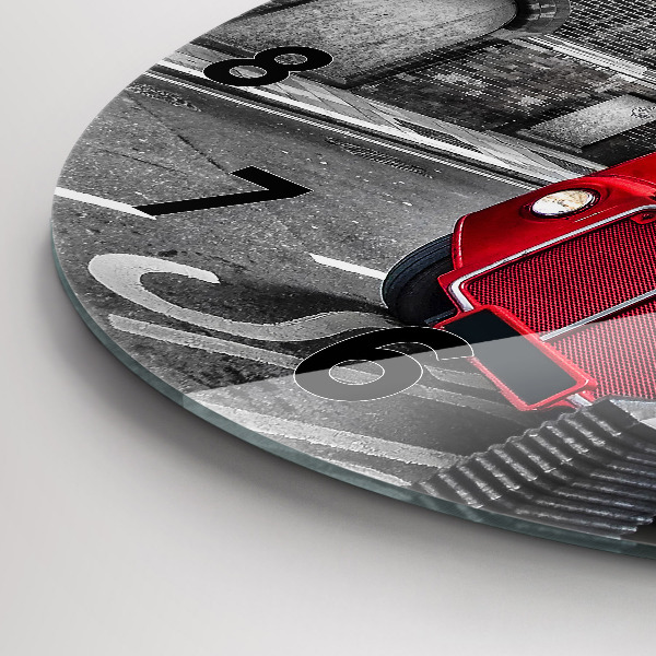 Wanduhr glas rund Roter Doppeldeckerbus