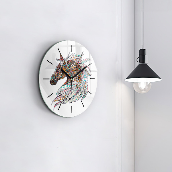 Wanduhr rund Illustration eines Pferdes