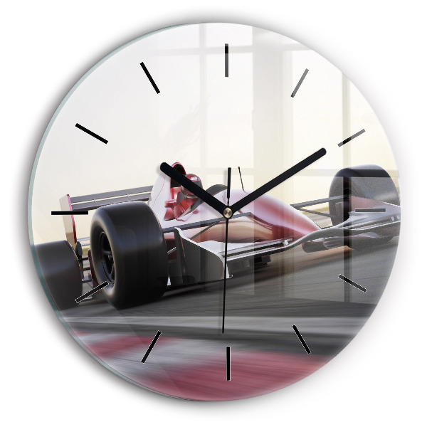 Wanduhr glas rund Sportlicher Rennwagen