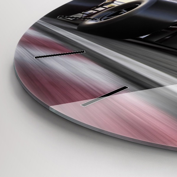 Wanduhr glas rund Sportlicher Rennwagen