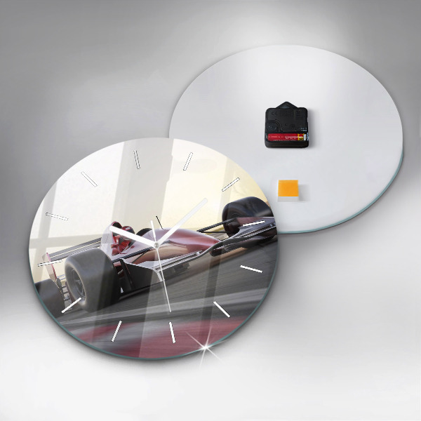 Wanduhr glas rund Sportlicher Rennwagen