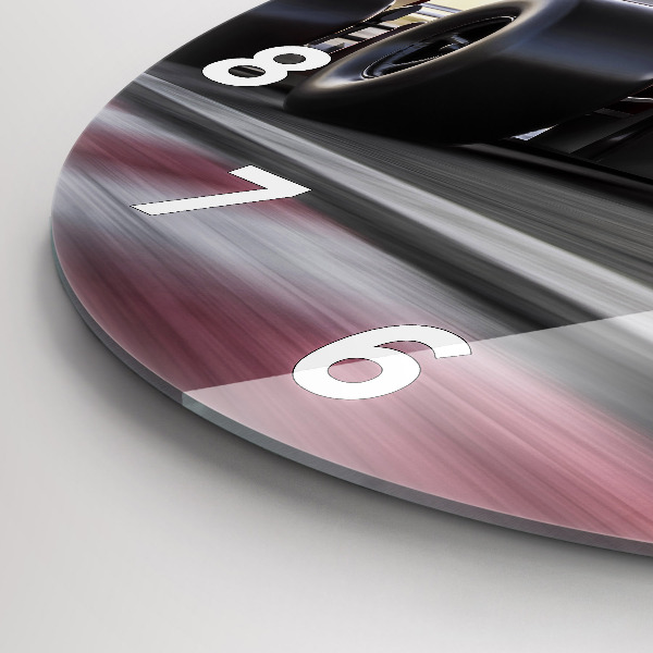 Wanduhr glas rund Sportlicher Rennwagen