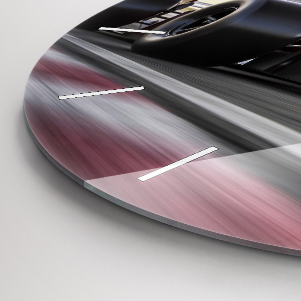 Wanduhr glas rund Sportlicher Rennwagen
