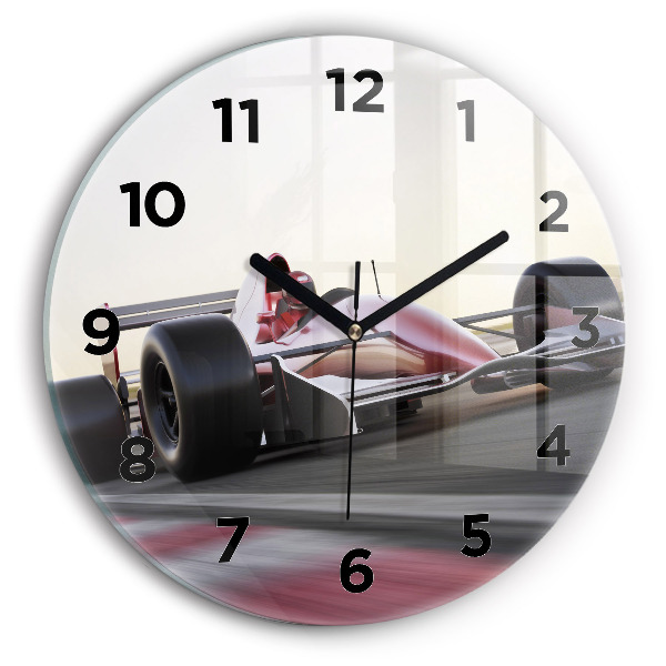 Wanduhr glas rund Sportlicher Rennwagen