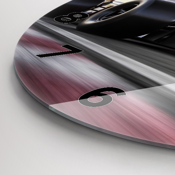 Wanduhr glas rund Sportlicher Rennwagen