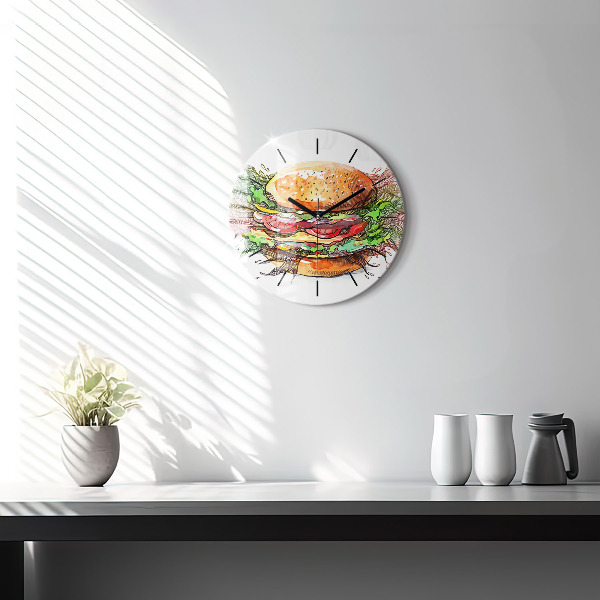 Wanduhr rund XXL-Käse-Burger