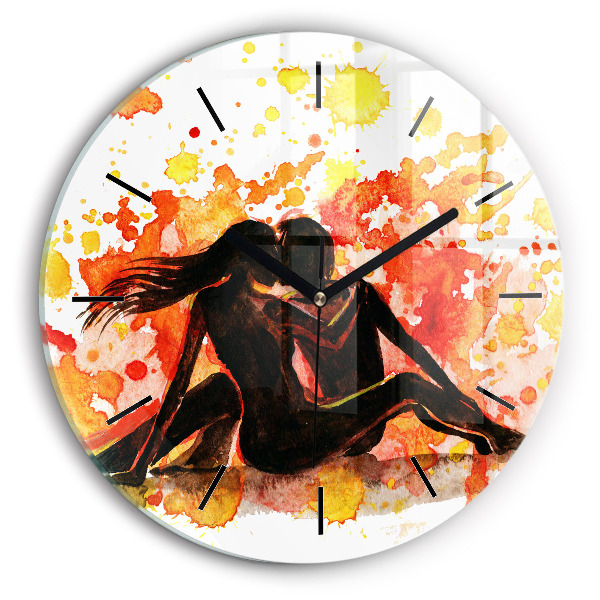 Wanduhr rund Liebe und ein verliebtes Paar