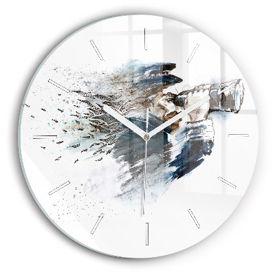 Wanduhr rund mit motiv Schiffskapitän mit Fernglas