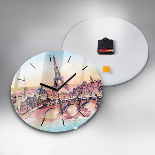 Wanduhr rund mit motiv Gemalte Landschaft von Paris