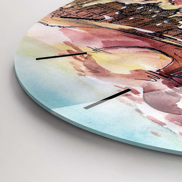 Wanduhr rund mit motiv Gemalte Landschaft von Paris